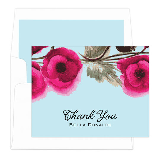 Blue Poppy Thank You Note Cards